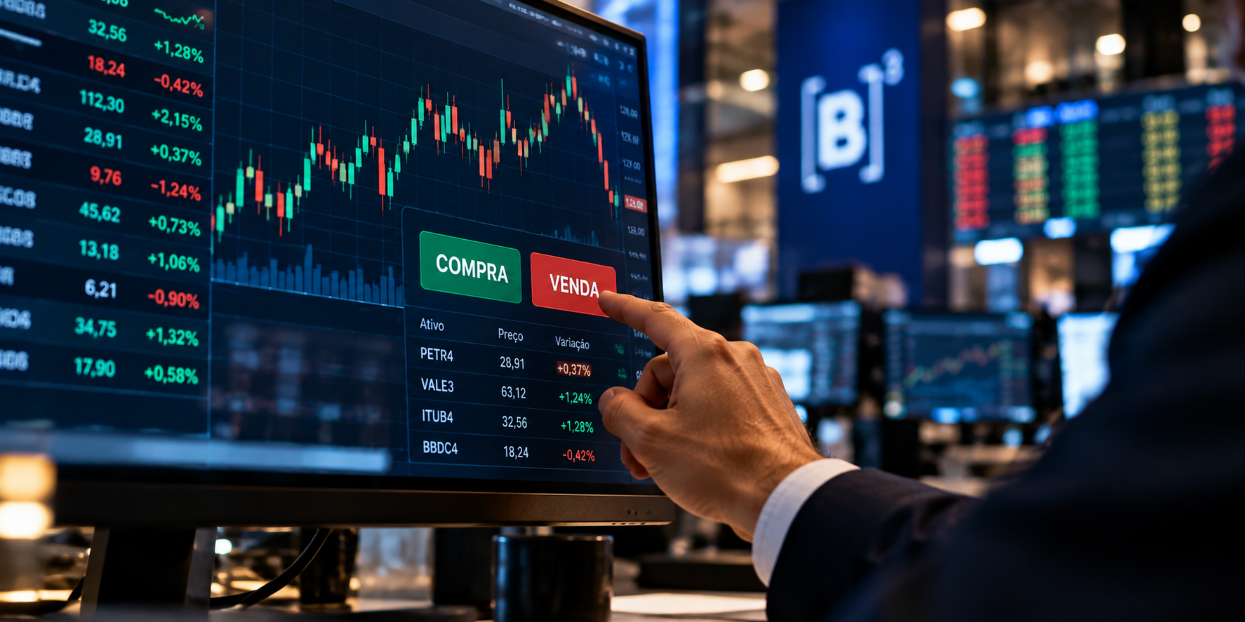 Mercado secundário representado pela compra e venda de ações e títulos entre investidores após a emissão original dos ativos.